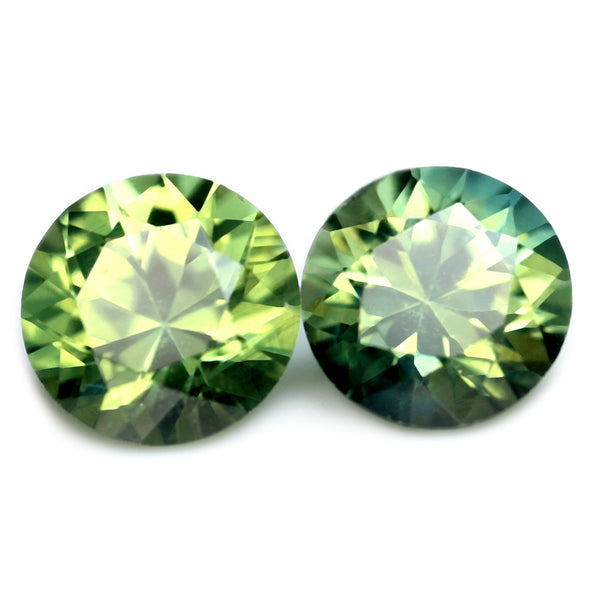 0.88ct Certified Natural Green Sapphire Matching Pair