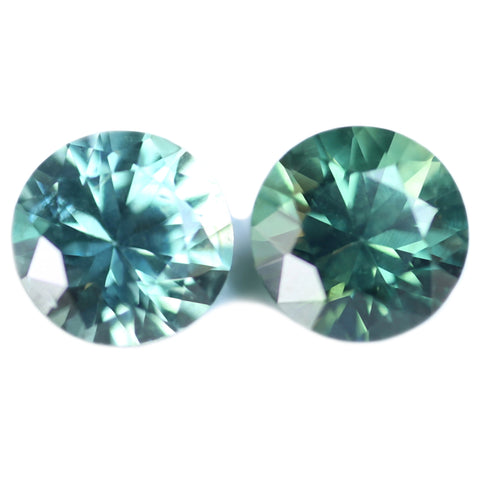 0.89ct Certified Natural Green Sapphire Pair