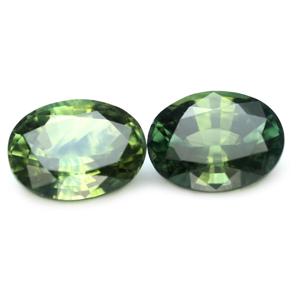 1.39ct Certified Natural Green Sapphire Matching Pair