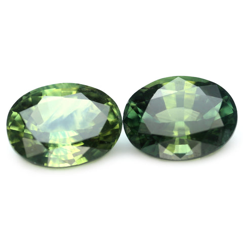 1.39ct Certified Natural Green Sapphire Matching Pair