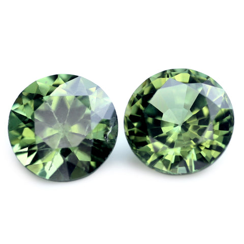 0.87ct Certified Natural Green Sapphire Matching Pair