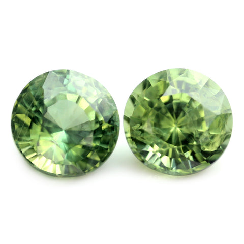 1.17ct Certified Natural Green Sapphire Matching Pair