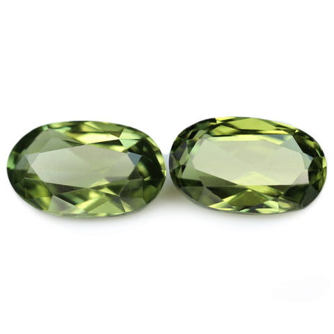 0.67ct Certified Natural Green Sapphire Matching Pair