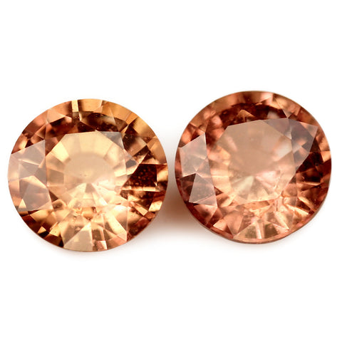 0.68ct Certified Natural Orange Sapphire Matching Pair