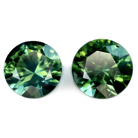 0.94ct Certified Natural Green Sapphire Matching Pair