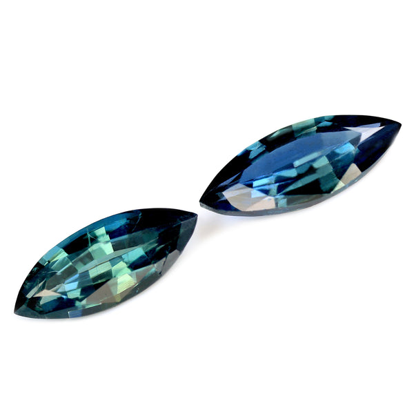 0.71ct Certified Natural Teal Sapphire Matching Pair