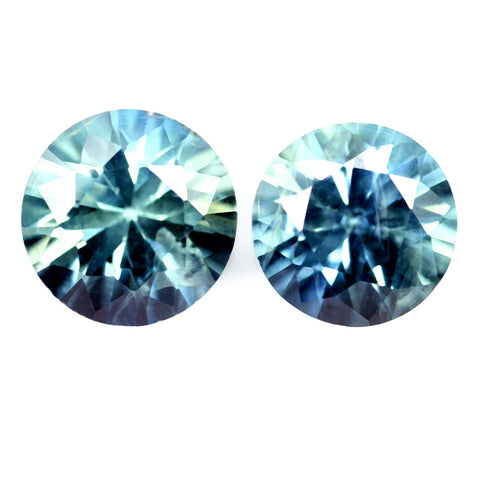0.84ct Certified Natural Teal Sapphire Pair