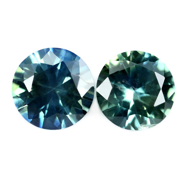 0.70ct Certified Natural Teal Sapphire Matching Pair