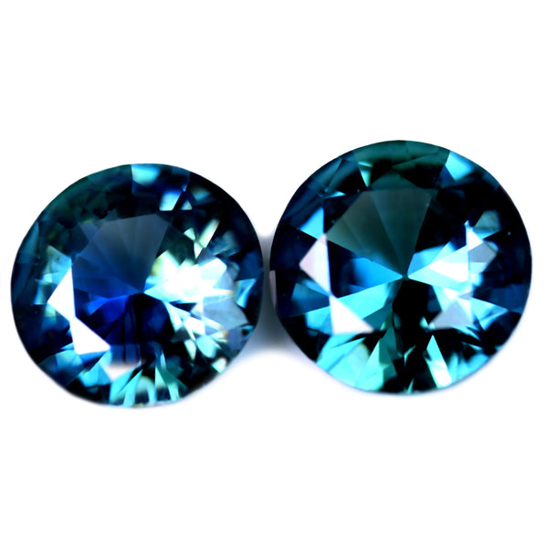 0.71ct Certified Natural Teal Sapphire Matching Pair
