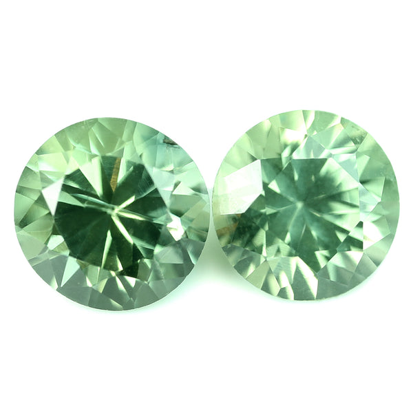 1.12ct Certified Natural Green Sapphire Matching Pair