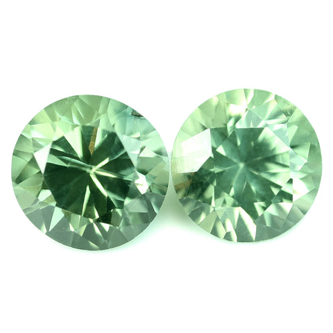 1.12ct Certified Natural Green Sapphire Matching Pair
