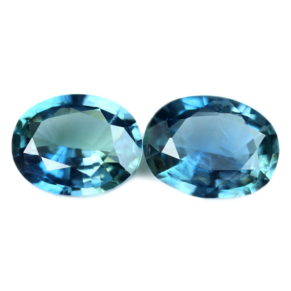 0.75ct Certified Natural Teal Sapphire Matching Pair