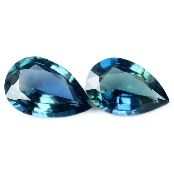 0.73ct Certified Natural Teal Sapphire Matching Pair
