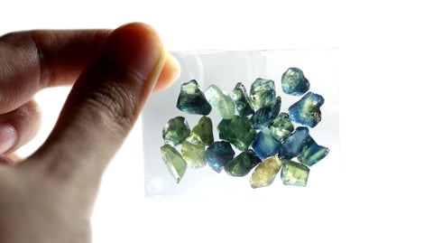 64.60ct Certified Natural Teal,Blue,Green Sapphire Parcel