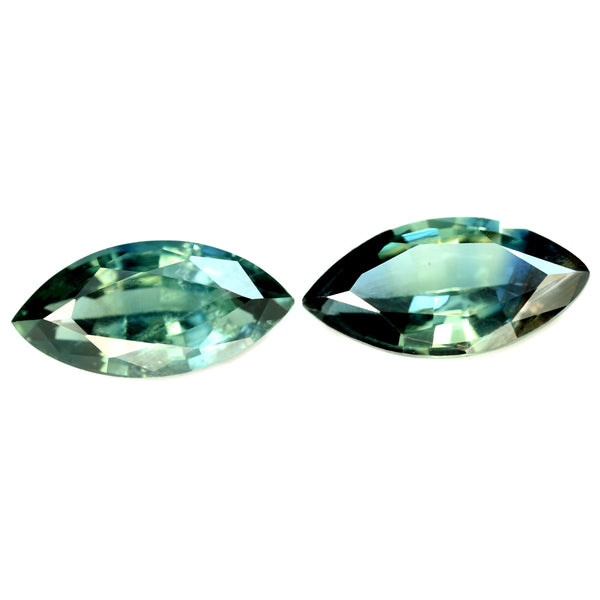 1.27cts Certified Natural Teal Sapphire Matching Pair
