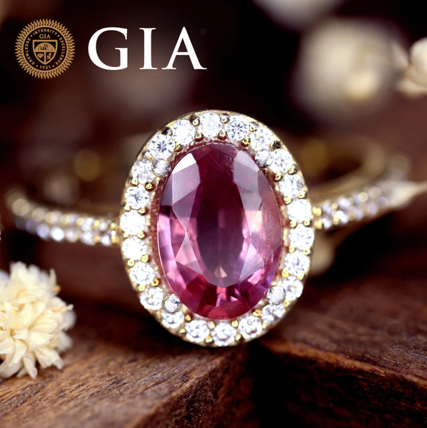 Certified 1.66 TCW Natural Pink Sapphire Ring