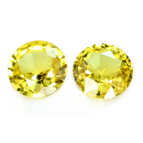 3.4mm Certified Natural Yellow Sapphire Matching Pair