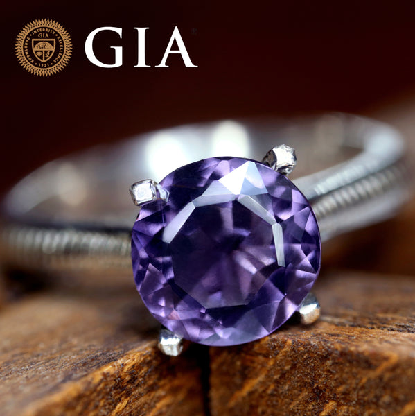 Certified 2.63 TCW Natural Purple Spinel Ring
