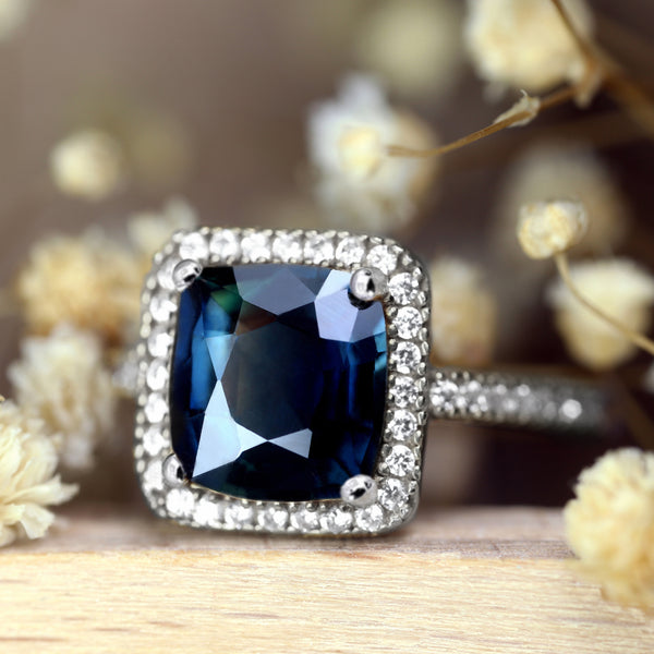 Certified 2.74 TCW Natural Teal Sapphire Ring