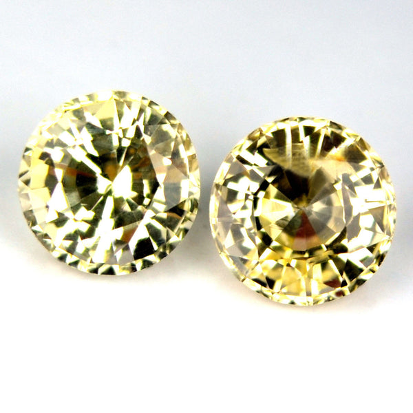 Certified 4mm Round Natural Unheated Yellow Sapphire Matching Pair 0.68ct Eye Clean Untreated Madagascar Gem - sapphirebazaar - 1