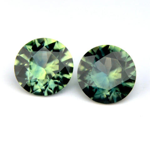 Certified 4.6mm Round Natural Multi Color Sapphire Yellow Blue Green Sapphire Matching Pair 0.84ct Brilliant Cut Madagascar Gem - sapphirebazaar - 1