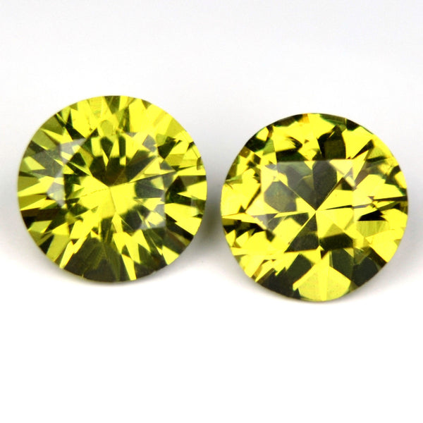 Certified 4.7mm Round Natural Sapphire Greenish Yellow Matching Pair 0.92ct vvs Clarity Madagascar Gems - sapphirebazaar - 1