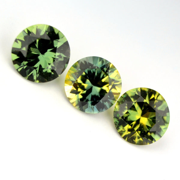 Certified 4.1mm Round Natural Sapphire 3 Multi Color Matching Pair 0.96ct vs Clarity Madagascar Gem - sapphirebazaar - 1
