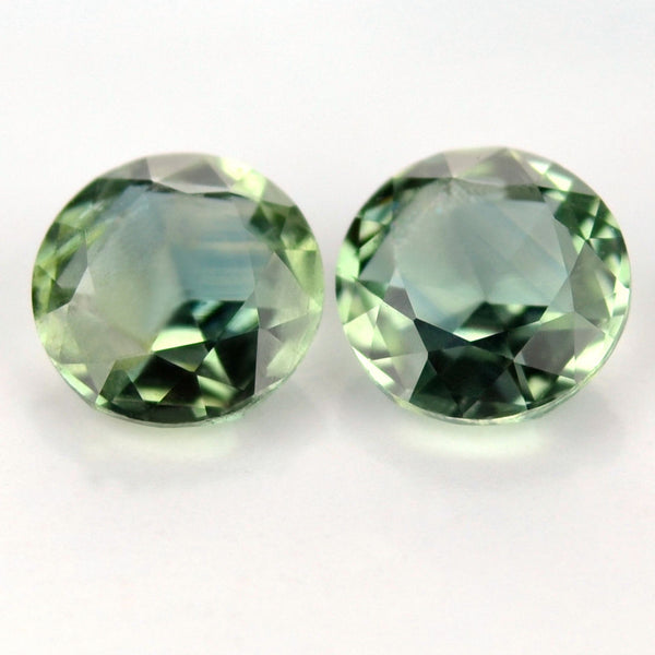 Certified Natural Green Sapphire Matching Pair 4.7mm Round Rose Cut 0.94ct Si Clarity Madagascar Gem - sapphirebazaar - 1