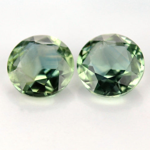Certified Natural Green Sapphire Matching Pair 4.7mm Round Rose Cut 0.94ct Si Clarity Madagascar Gem - sapphirebazaar - 1